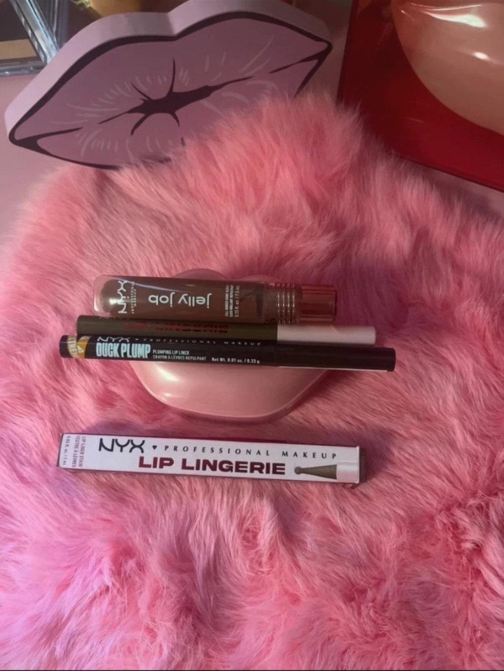 NYX Lip Lingerie Set with Pink Gloss and Brown Lip Liner